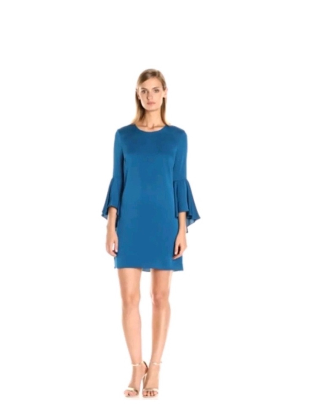 Milly Blue Silk Bell-Sleeve Mini Dress